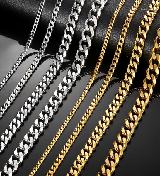 

necklaces for men women silver black gold stainless steel curb cuban chains mens necklace whole jewelry 357911mm lknm0816445824