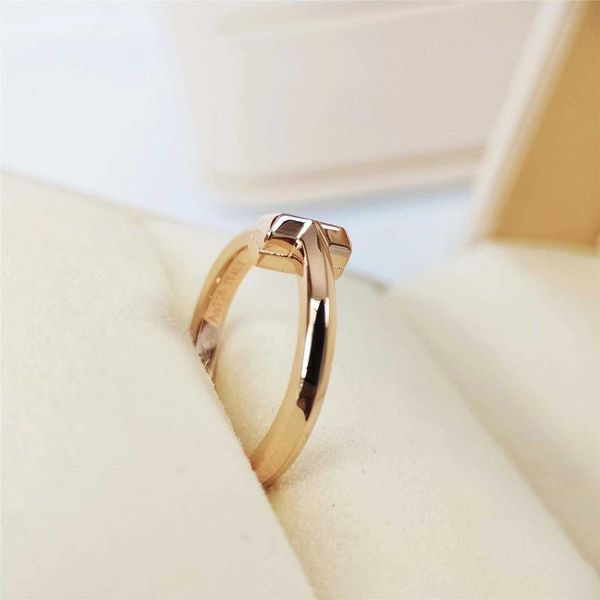 

boutique v gold t1 ring 18k rose high-quality cnc carved three-dimensional diamond corner narrow version with logo, Silver