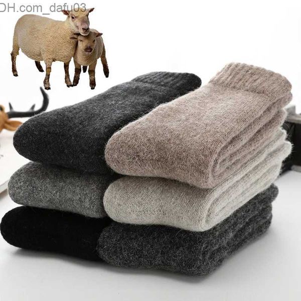 

socks hosiery 1 pair and 5 pairs of winter thick warm wool men's and women's socks men's super plush solid color socks z23081, Black;white