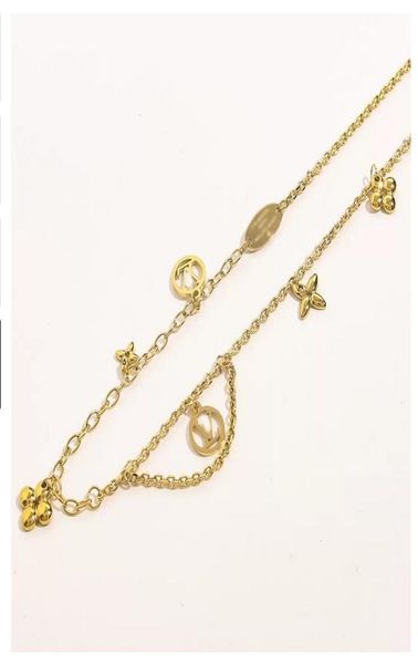 

never fading 14k gold plated brand designer pendants necklaces luxury stainless steel letters choker pendant necklace beads chain 4720670, Silver