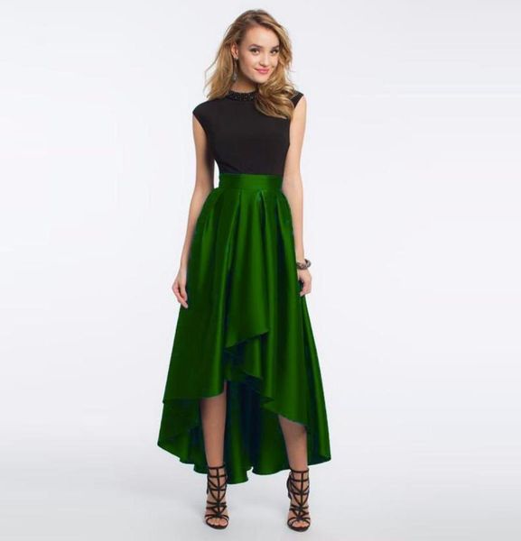 

skirts modern blue high low women ruffles satin waist formal party custom made asymmetrical zipper up5658883, Black