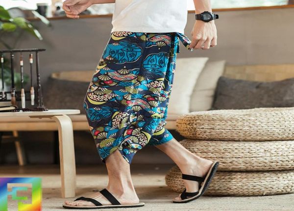 

japanese loose men039s seven points casual pants summer new harem pants men baggy wide leg large size mens track m5xl1403875, Black