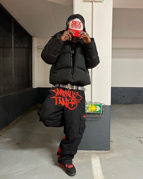 

men's pants y2k street trend trousers loose men's fashion multi-pocket overalls african american hip-hop pants overalls men's, Black