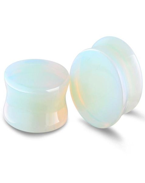 

clear opalite stone ear plugs and tunnels double flared earring stretcher expander piercing body jewelry 100pcs 512mm8137821, Silver