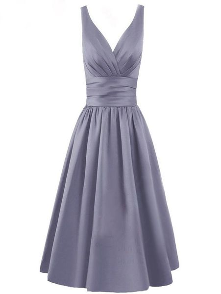 

elegant satin short grey bridesmaid dresses aline vneck pleated skirt maid of honor dresses lace up back dress for wedding party3113378, White;pink