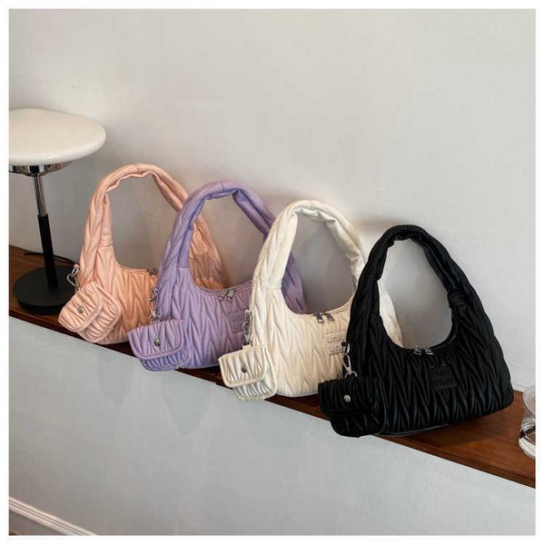 

ladies bags for designer summer new muimui fashionable bag women's pleated handheld bag korean version small fashion trend embroidered