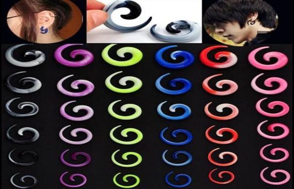

12pcs acrylic spiral ear plug fake cheater stretcher flesh tunnel stud guages2907119, Slivery;golden