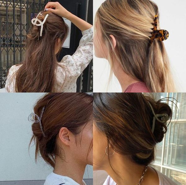 

6591 women claws solid hair clips for girls rainbow color acrylic hair crab barrette hairpins hair accessories9266748, Golden;silver