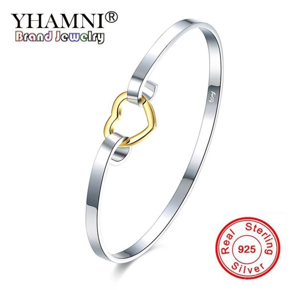 

yhamni brand romantic gift of love 925 silver bangle 925 silver fashion jewelry silver charm bracelet bangle for women b0821720881, Black