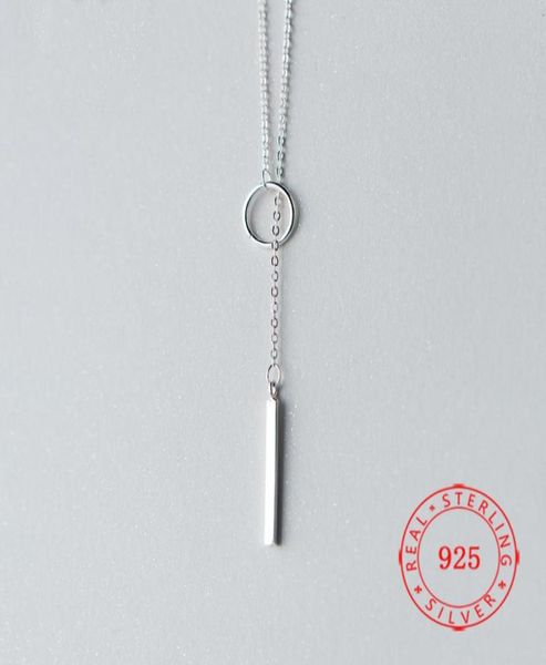 

100 925 sterling silver circle strip bar pendant necklace adjustable chain necklaces for women wedding jewelry gifts long necklac9366884