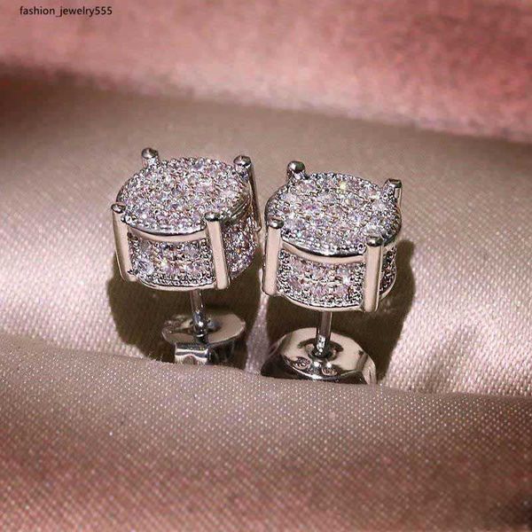 

stud men women earrings studs yellow white gold plated sparkling cz simulated diamond earrings for men women, Golden;silver