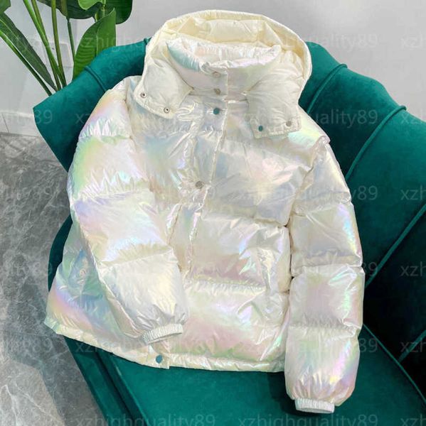 

monclears jacket winter down designer puffer women coats dazzling color laser short white duck-down lady clothes designers womens windbreake, Black