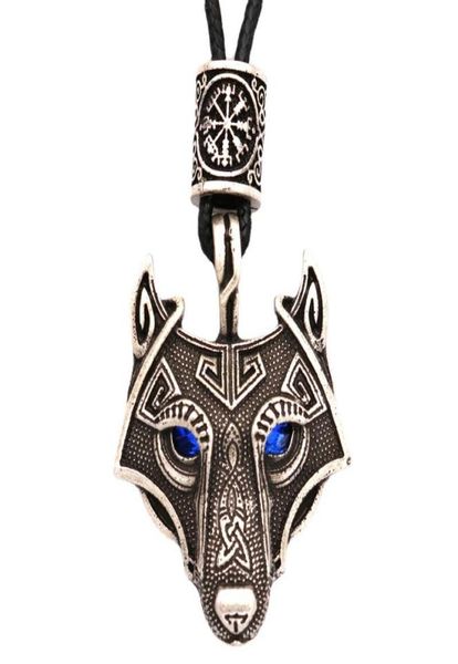

pendant necklaces blue crystal eyes wolf amulet talisman jewelry viking necklace vintage mens jewellery dropship supplierspendant5898411, Silver
