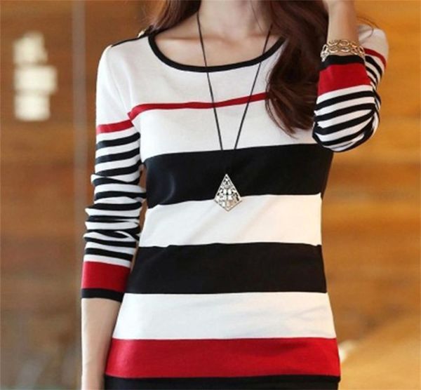 

autumn and winter basic women sweater oneck 2017 striped pullover sweaters long sleeve bodycon femme poleras mujer3394681, White;black