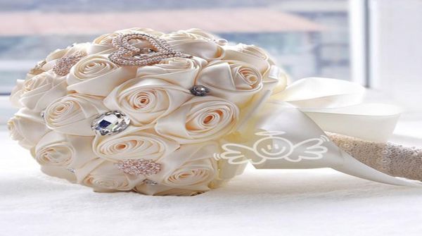 

2019 luxury gorgeous wedding bridal bouquets elegant pearl bride flower wedding bouquet handmade crystal ribbon cream1440730