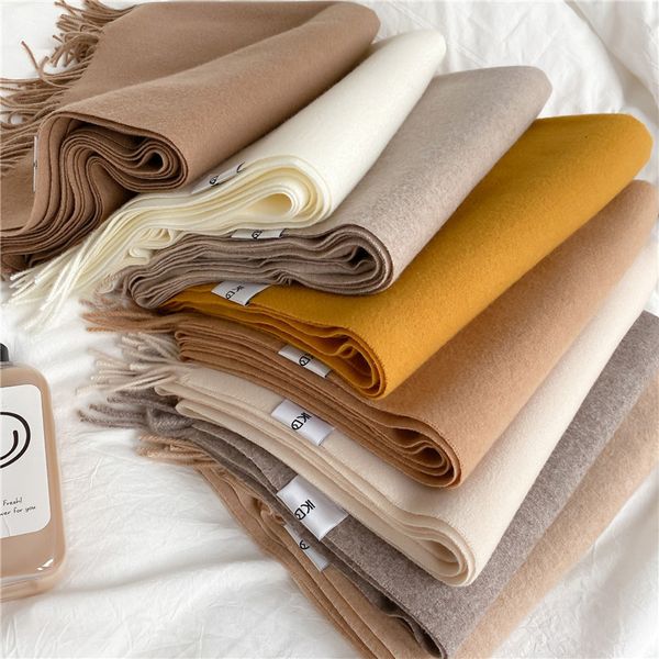 

scarves winter scarf solid thicker women wool cashmere scarves neck head warm pashmina lady shawls and wraps bandana tassel 230810, Blue;gray