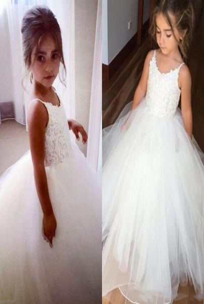 

2021 vintage flower girl dresses lace tulle spaghetti straps sleeveless puffy pageant gown holy communion dresses for girls7504788, White;blue