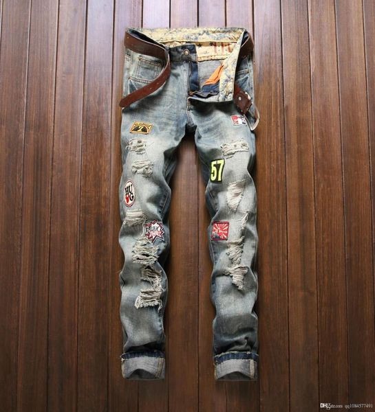 

2020 mens designer jeans mens distressed zipper skinny jeans men hip hop pants mens designer high qualiy denim pants size 29384394965, Blue