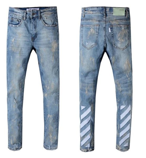 

designer mens distressed ripped biker jeans size 2942 slim fit motorcycle biker denim for men brand designer hip hop mens jeans 9467317, Blue