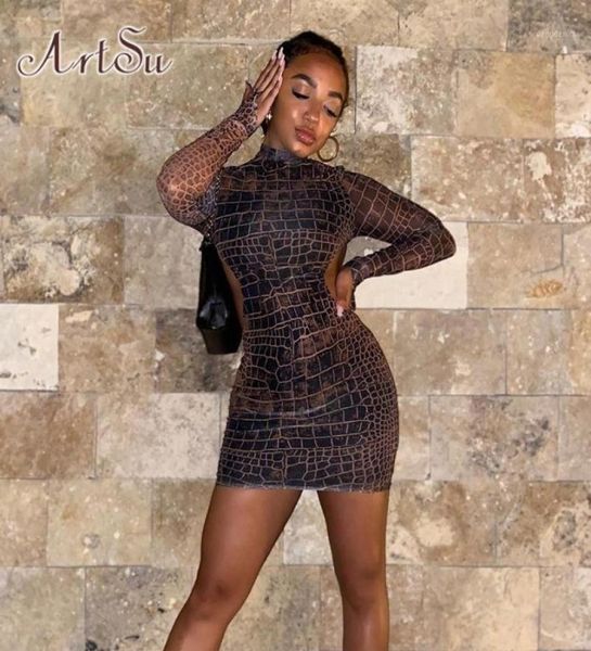 

casual dresses 2021 long sleeve snake print backless mini dress autumn winter women fashion streetwear outfits club wear dr529783021, Black;gray