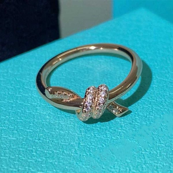 

boutique gu ailing's same knot ring female s925 sterling silver small design simple and luxurious diamond inlaid