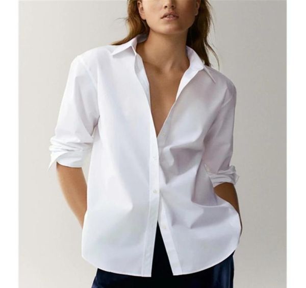 

england style shirt office lady simple fashion poplin solid white blouse women blusas mujer de moda 2022 new shirts women 2567902