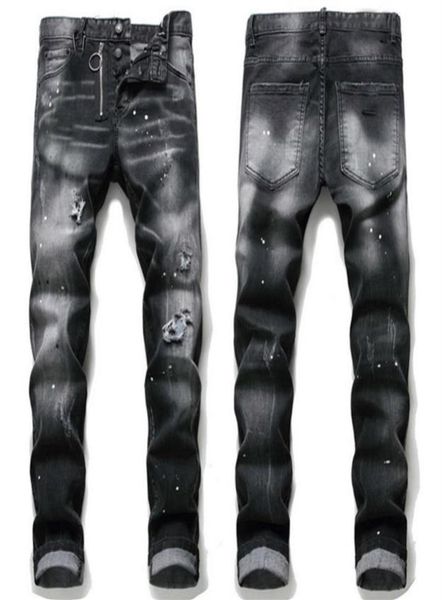 

mens rips stretch black jeans fashion slim fit washed motocycle denim pants panelled hip hop trousers slimfit elastic trousers ks7153090, Blue
