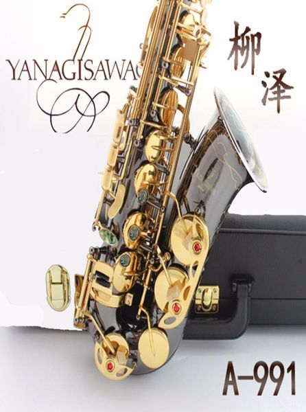 

professional japan yanagisawa a991 black nickel plated body gold plated key alto eb saxophone brass instruments music e flat saxo9383713