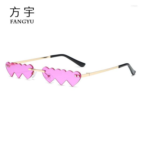 

sunglasses 2023 heart -linked fashion metal frameless strange party personality glasses357, White;black