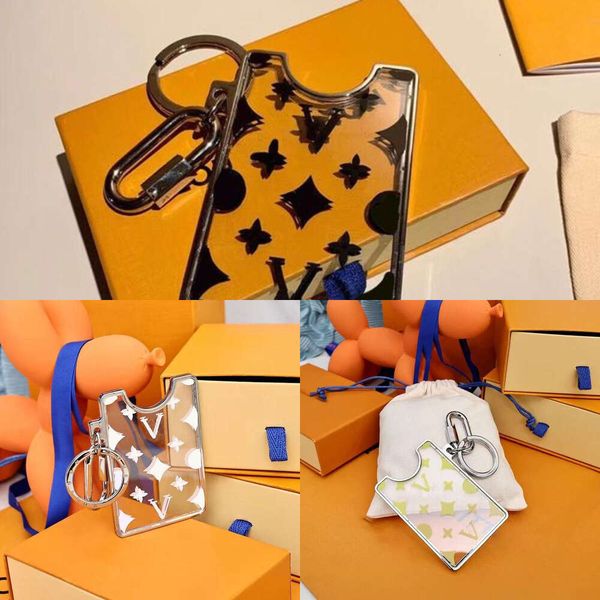 

designer monogrammed card holder keychain fashion card holder charm car chain charms brown flower mini bag trinkets gift accessories177, Silver
