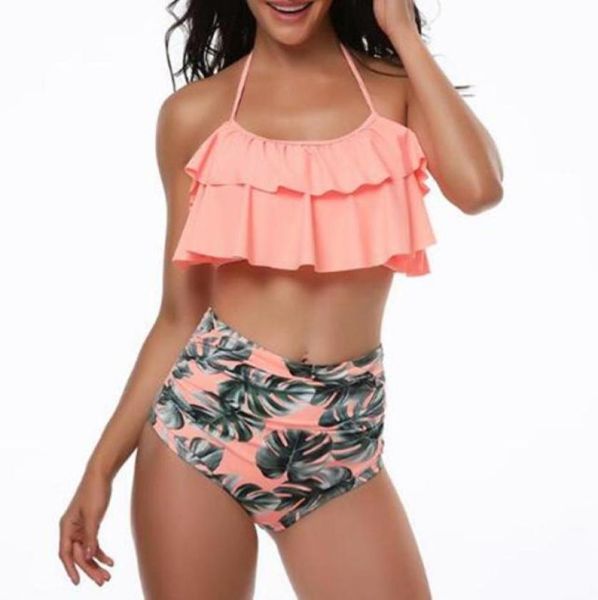 

ladies swimsuit high waist bikini 2020 plus size swimwear women ruffle vintage bathing suits swimming suit for women bikinis may697389194, Black