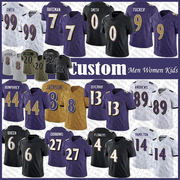 

8 lamar jackson 0 roquan smith football jersey custom baltimores raven zay flowers justin tucker mark andrews marlon humphrey kyle hamilton, Black;red