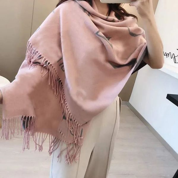 

2023 New V Scarf Cashmere Thick Shawl Women Long Winter Wram Pashmina Wraps with Tassel 7OTV