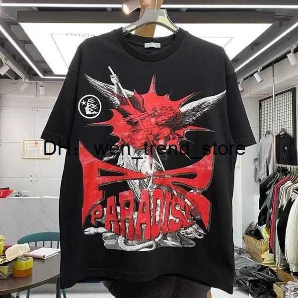 

hellstar studios bigger than satan short t shirts plus size men t-shirts retro distressed heavy cotton man vintage oversized t-shirt street, White;black