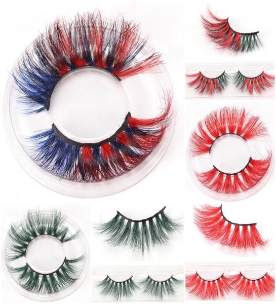

25mm colored 5d mink false eyelashes 17styles thick eyelashes luxury colorful natural cosplay imitated mink thin eyelashes 1box1p5029591