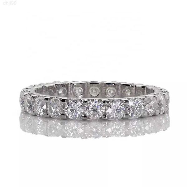 

popular 18k gold plated 2mm 3mm 925 sterling silver eternity moissanite band ring