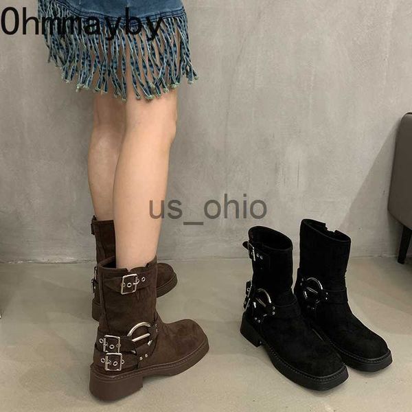 

boots winter short boots for women fashion side zippers square heel boots 2023 winter ladies mid calf boots shoes j230811, Black