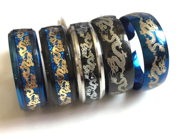 

whole 50pcs unique 316l stainless steel dragon sign ring vintage mens cool fashion ring quality jerwelry brand new4242825, Silver