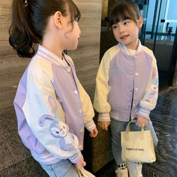 

jackets girl star princess delu jacket spring kids cartoon baseball uniform little girls college style long sleeve jacket 230811, Blue;gray