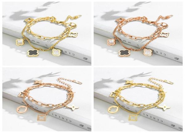 

luxury double layered clover charm bracelet jewelry for women7240755, Golden;silver