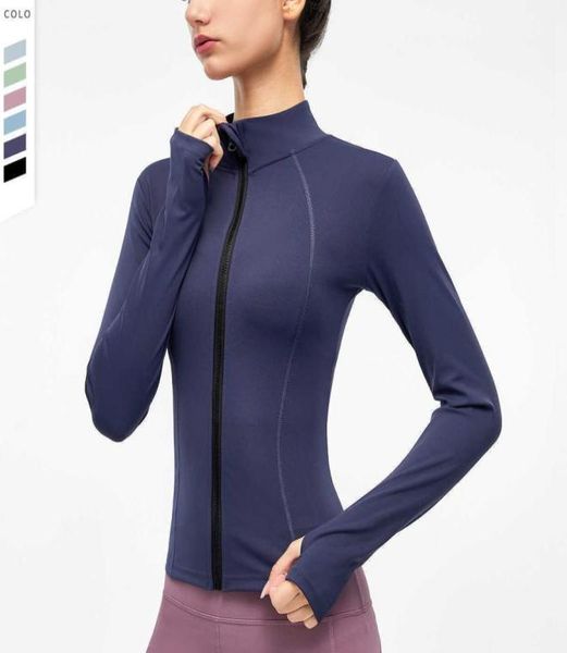 

sports coat women039s jacket fitness yoga outfits elastic slim fit zipper outdoor running sweater stand collar long sleeve 646011, White;red