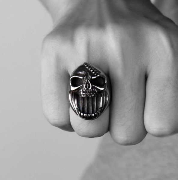 

fashion jewelry skull rings gothic skeleton punk vintage scar jaw stainless steel male rings for men beer bottle opener1116819, Silver
