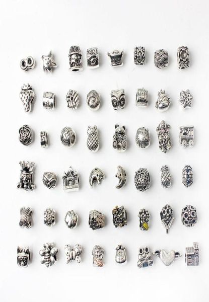 

48pcs mixed style wholesale alloy beads charms for p diy jewelry european bracelets bangles women girls gifts1207482, Black