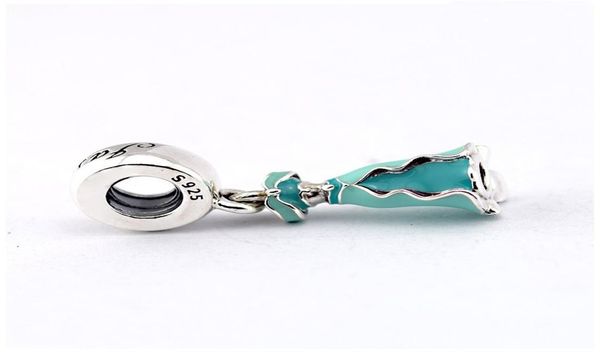 

new authentic 925 sterling silver green enamel jasmine princess dress pendant charms for women bracelets diy jewelry making hb5649556201, Black