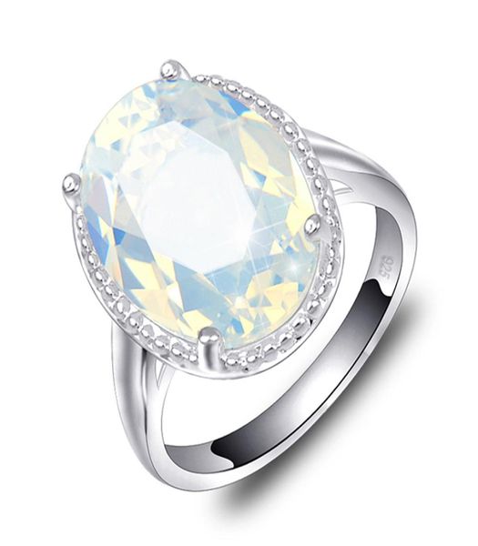 

6 pcs 1 lot luckyshine classic jewelry fire oval white moonstone crystal gems 925 silver wedding party woman ring5554306, Golden;silver