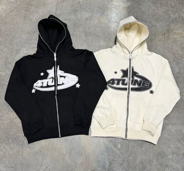 

mens hoodies sweatshirts star letter print retro oversized hoodie men ladies harajuku sweatshirt long sleeve spring autumn streetwear y2k ca, Black