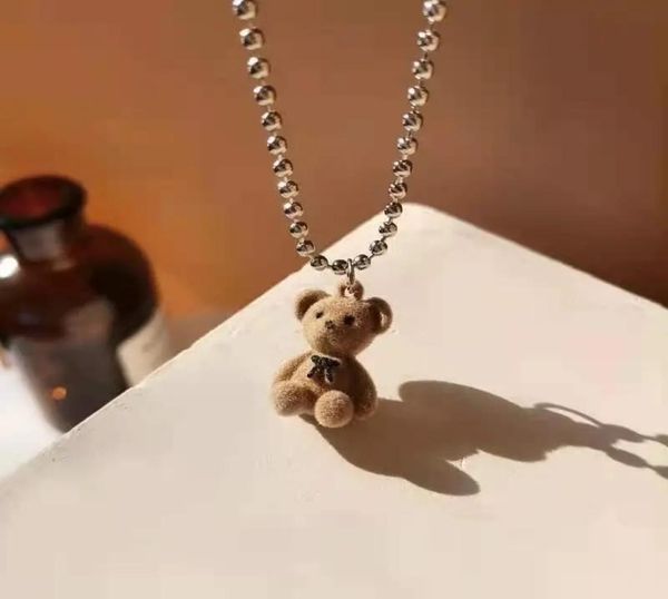 

cartoon bear pendant necklace personality trendy necklace fashion ins wind sweater sweater chain accessories6475525, Silver
