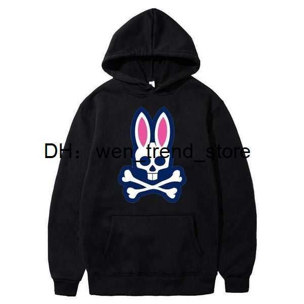 

men's hoodies sweatshirts women's psycho skeleton bunny letters print sport design drawstring hoodie harajuku hooded hoody street, Black