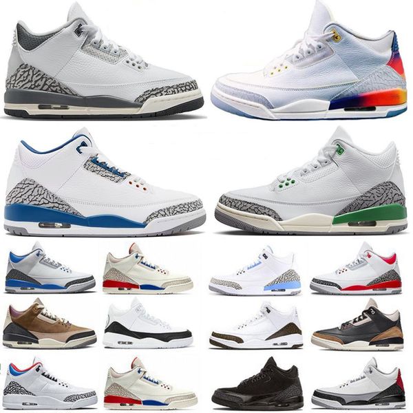 

retro3s jumpman 3 3s basketball shoes white cement fire red unc reimagined wizards dark iris cardinal lucky pine green racer blue sneakers w