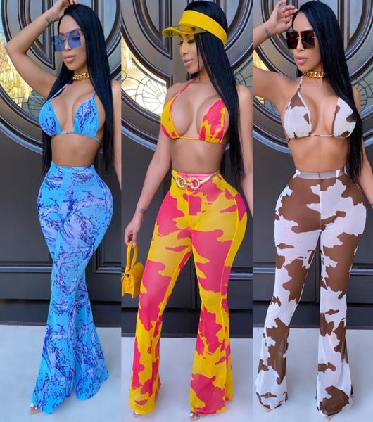

lady two piece sets bikini and long pants wear set women039s printing two piece pants beach vacation wear5198418, White